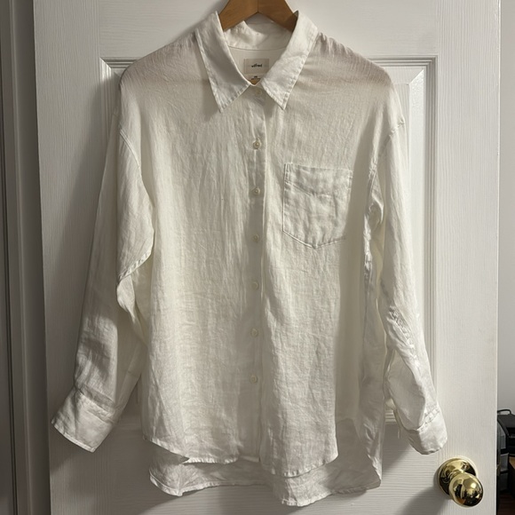 Wilfred Relaxed Linen Button-up Shirt (white, size 2XS), preloved - Picture 1 of 9